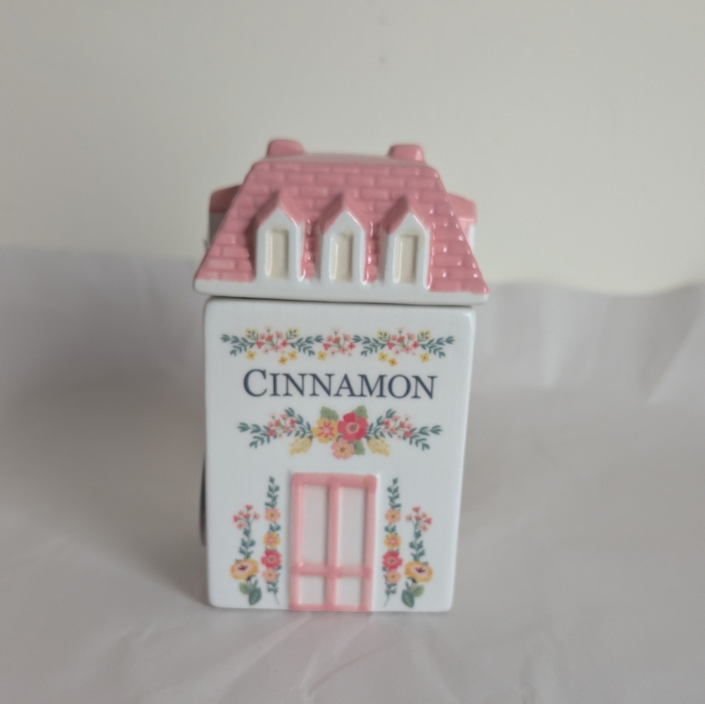 Floral Pink and White Cinnamon Storage Jar